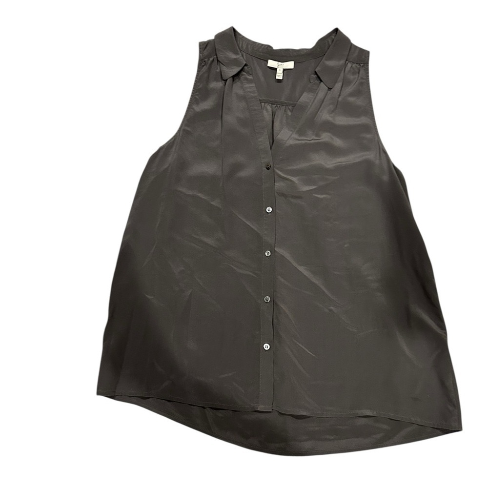Joie 100% Silk Charcoal Sleeveless Blouse